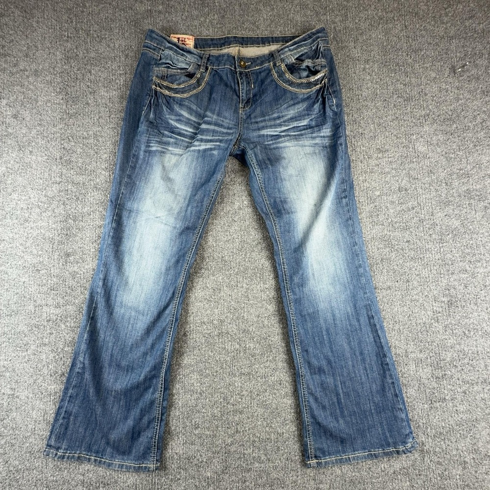 1st Kiss Jeans Juniors 11 Medium Wash Mid Rise Bootcut Embroidered Denim Pants